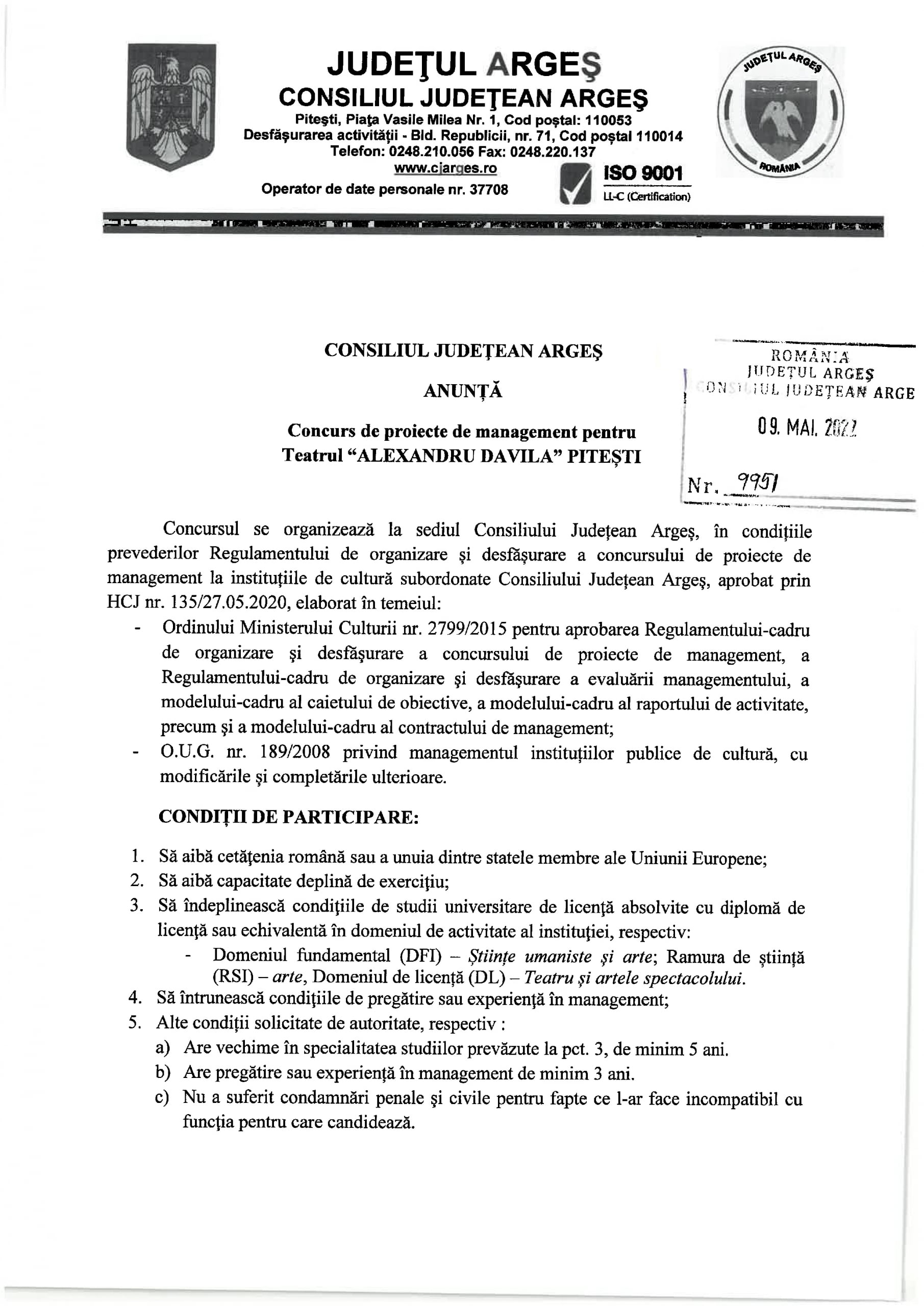 Concurs la Teatrul Davila! Se caută director! 1 Anun concurs 1 scaled 1
