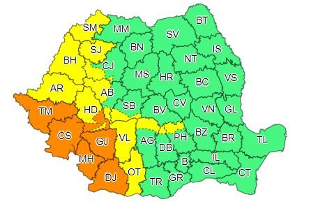 Argeș: Cod portocaliu de furtuni și vijelii! Avertizare meteo! 1 h2