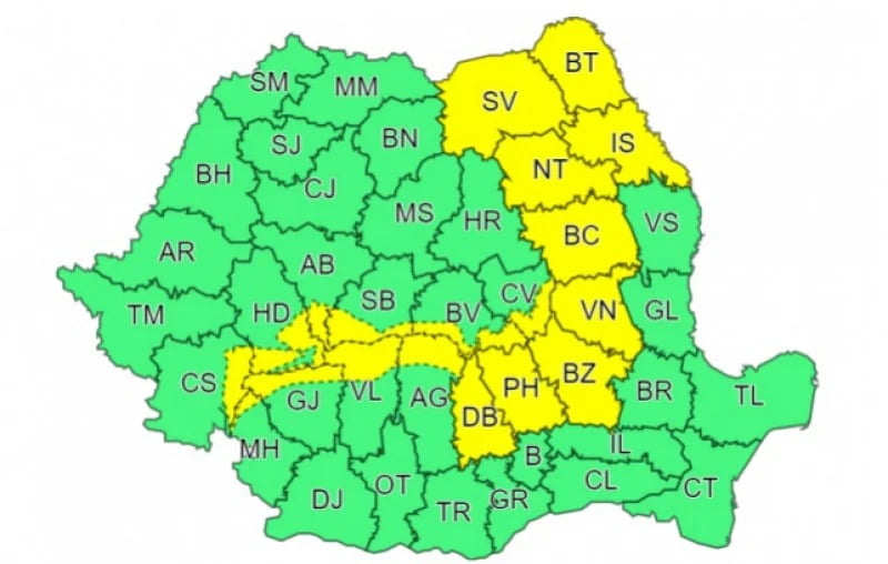 Vremea face ravagii în Argeș! Vânt, ploi, vijelii și descărcări electrice! 1 harta