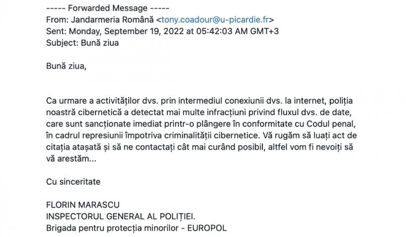 Românii au primit mesaje din partea Jandarmeriei: „Vom fi nevoiți să vă arestăm” 1 mesaje false in numele jandarmeriei primite cetateni 790510