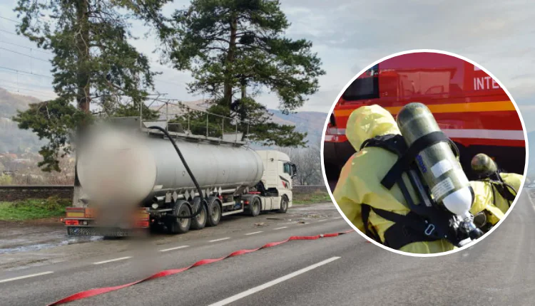 Alertă! O cisternă plină cu motorină – la un pas de explozie după un impact violent cu un microbuz și un TIR! Șase persoane implicate!