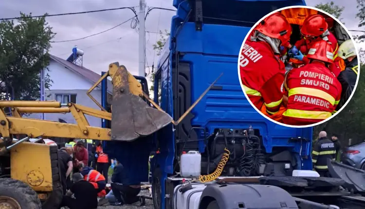 Momente de groază! Un bărbat a fost strivit de propriul camion. Elicopterul SMURD a intervenit de urgență!