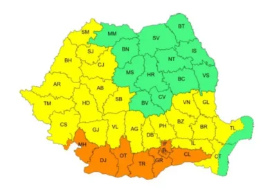 Se anunță prăpăd! România, împărțită între temperaturi extreme și furtuni! Harta zonelor afectate! 1 harta123