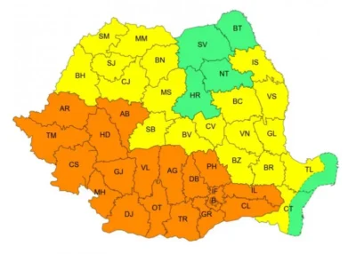 Se anunță prăpăd! România, împărțită între temperaturi extreme și furtuni! Harta zonelor afectate! 3 harta3
