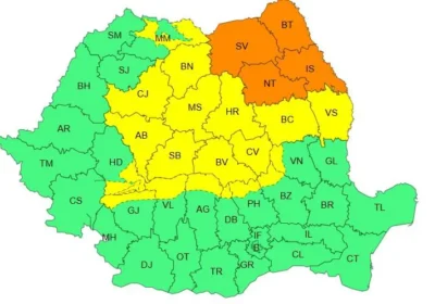 Alertă de inundații! Vin viiturile! Argeșul, printre județele vizate! 1 alerta inundatii harta