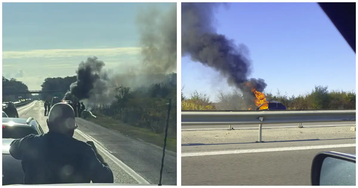 masina flacari incendiu autostrada