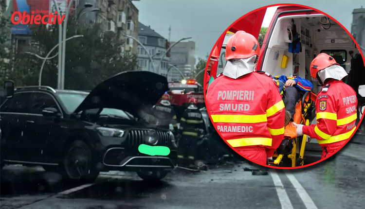 Haos total în centru! Patru mașini s-au izbit violent pe I.C. Brătianu! O femeie a ajuns de urgență la spital!