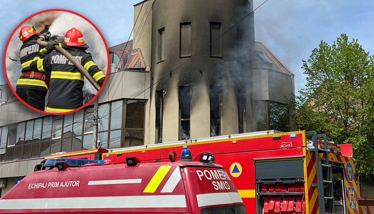 ACUM! INCENDIU puternic într-o clădire de birouri! Două persoane duse de URGENȚĂ la spital!