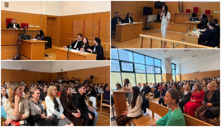 Viitori absolvenți de drept din Pitești, în roluri de judecători și avocați: simulare complexă cu patru plângeri contravenționale. Ambiții și emoții! 