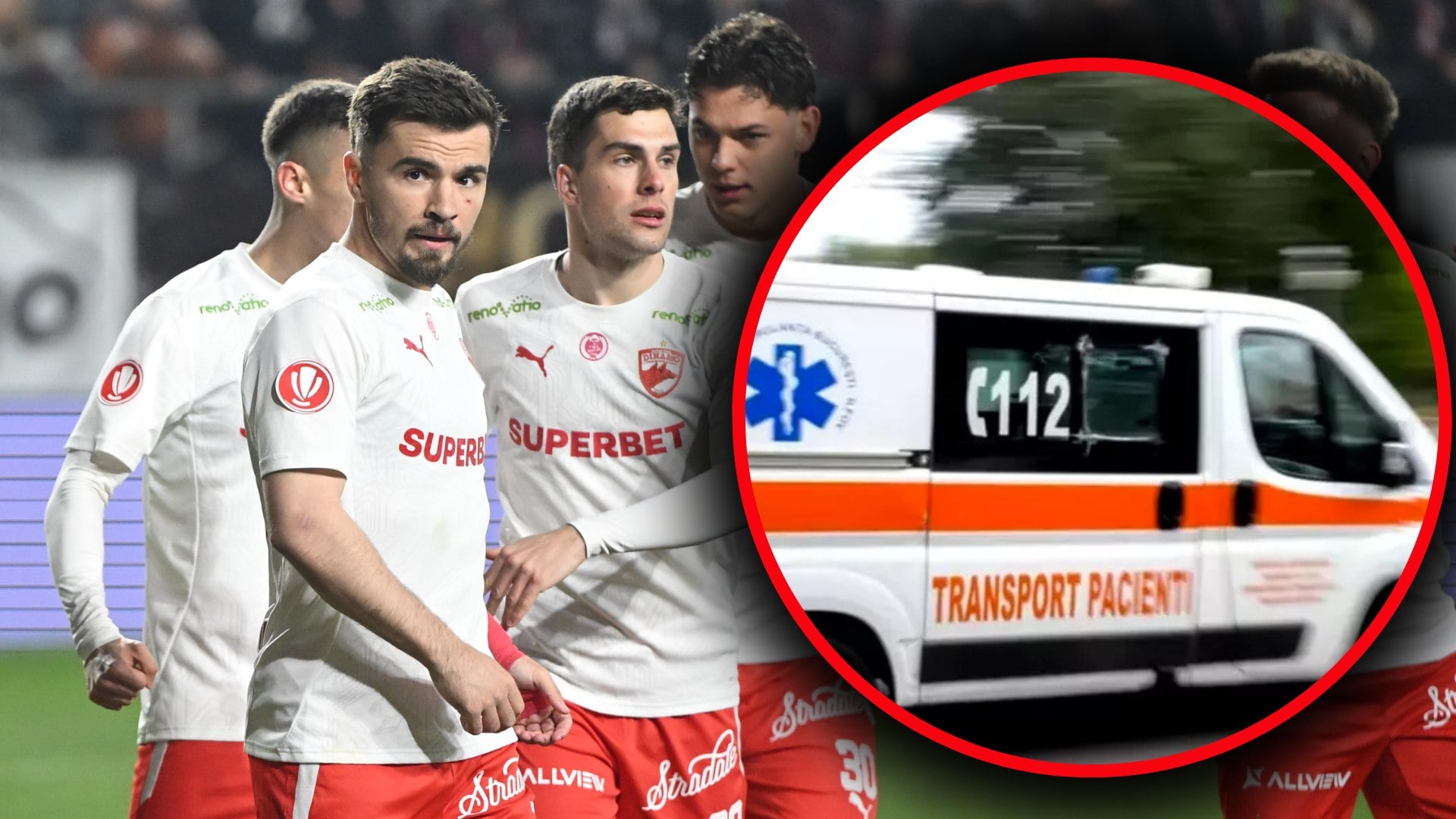 Dramă în Bănie! Un jucător a fost luat cu ambulanța de pe teren în Craiova – Dinamo. Ce s-a întâmplat cu sportivul