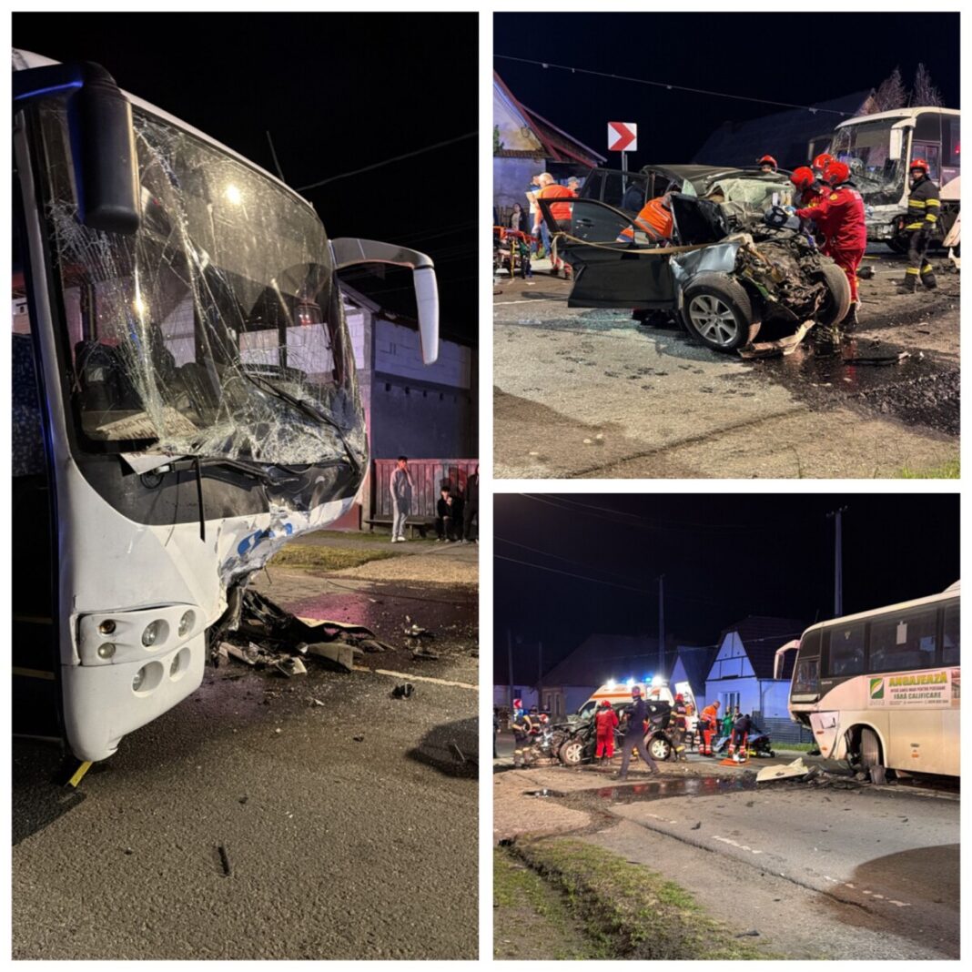 Accident de GROAZĂ la Câmpulung! O șoferiță beată a SPULBERAT un autobuz plin cu muncitori! VICTIME!