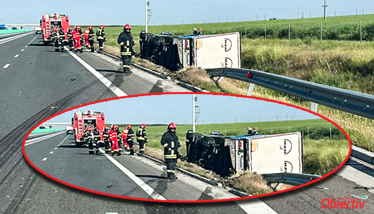 Accident ÎNFIORĂTOR cu victime pe DEx Pitești – Craiova! Mașină spulberată și TIR răsturnat!