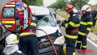 ALERTĂ! Un camion plin cu mașini a făcut prăpăd! Două persoane rănite!