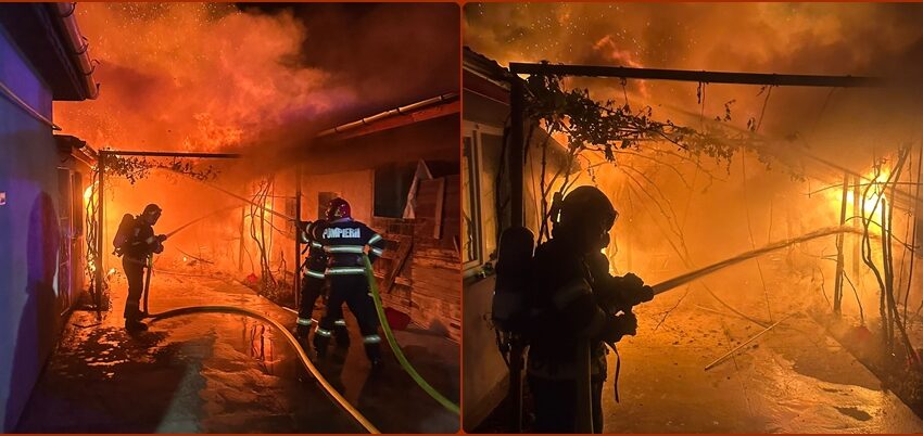„Noapte de foc! Două locuințe distruse într-un incendiu uriaș. Panourile solare, suspectate că au declanșat dezastrul”
