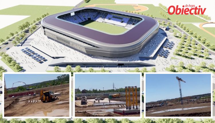 Pitești. Incredibil cum prinde formă noul STADION „Nicolae Dobrin”! Lucrările AVANSEAZĂ spectaculos! Imaginile momentului!