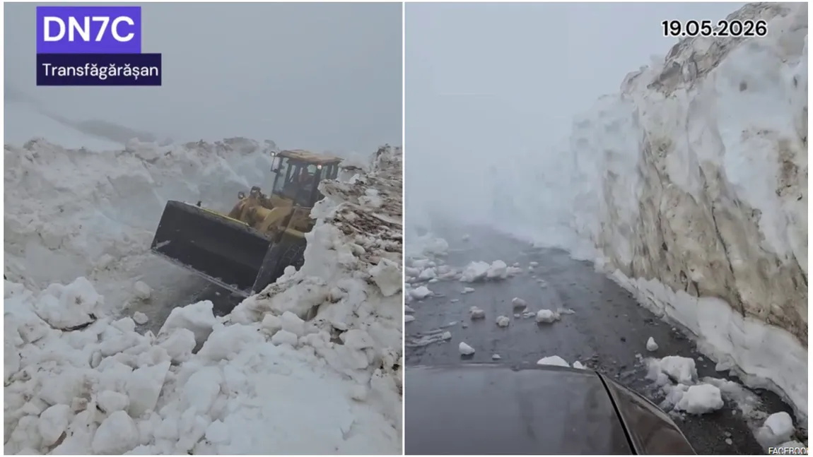 Alertă pe Transfăgărășan! Ziduri de zăpadă de peste 5 metri și bolovani uriași: Ce au găsit drumarii în cel mai periculos punct al traseului!