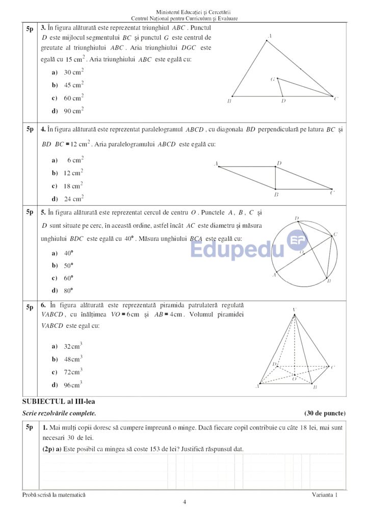 ACUM. Evaluarea Națională! SUBIECTELE la Matematică și PROBLEMA care i-a pus în DIFICULTATE pe elevi! 3 3