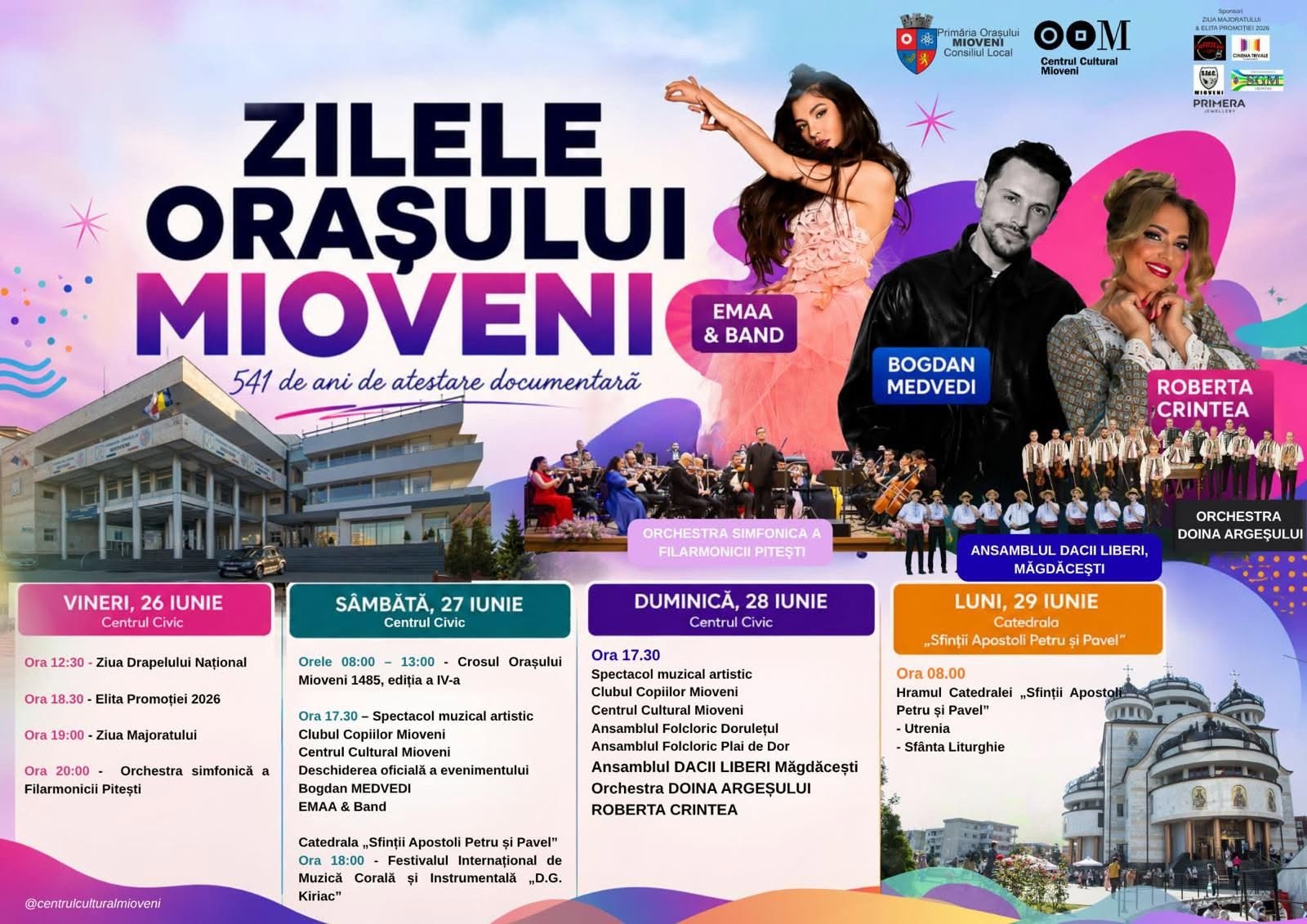 Mioveni îmbracă haine de sărbătoare: 541 de ani de istorie, celebrați cu patru zile de evenimente spectaculoase