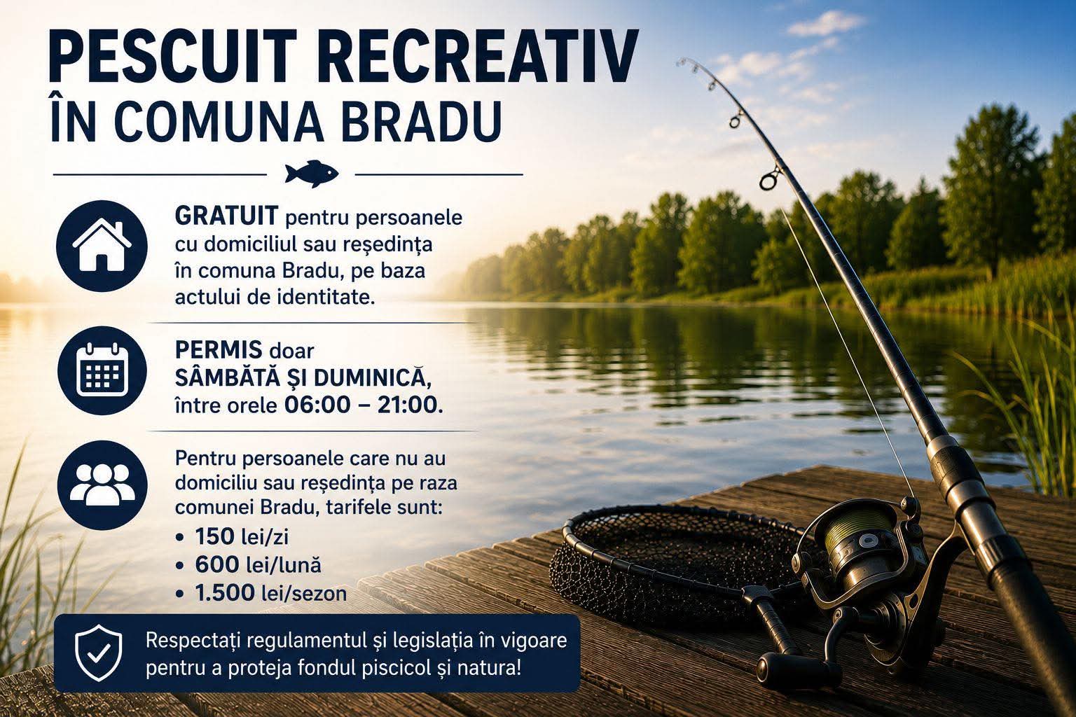 PESCUIT gratis la BRADU! Anunțul PRIMARULUI Dan Stroe!