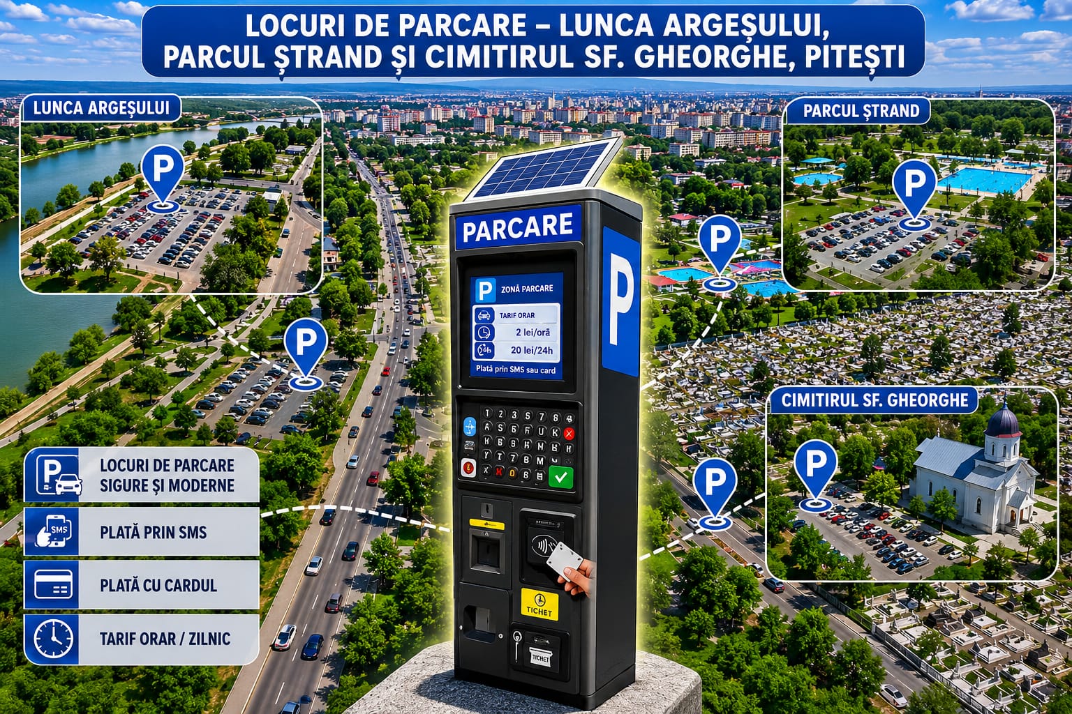 Lovitură pentru șoferii din Pitești! Se bagă taxă de parcare în sute de locuri noi: Iată lista completă a zonelor vizate!
