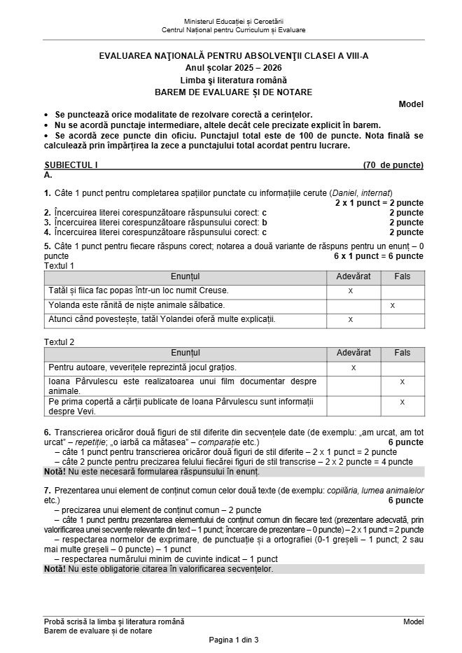 ACUM. Au APĂRUT subiectele la Română, Evaluarea Națională 2026. Ce au avut de REZOLVAT elevii? 1 R1