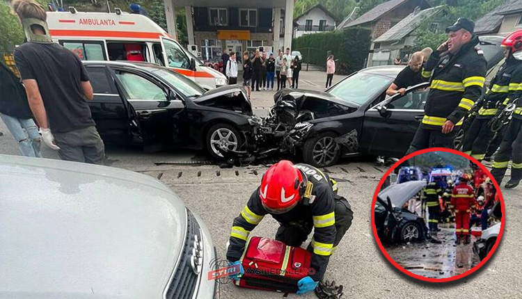 ALERTĂ! Doi COPII și șapte ADULȚI duși de URGENȚĂ la spital! COLIZIUNE violentă între două mașini!