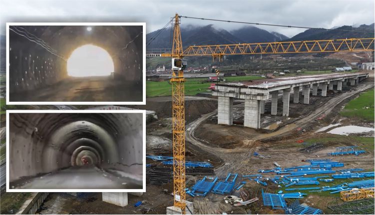 VIDEO. Imagini spectaculoase! Prima cursă prin noua galerie a tunelului Robești. De unde vin numele „Sorana” și „Ilinca” de pe A1?