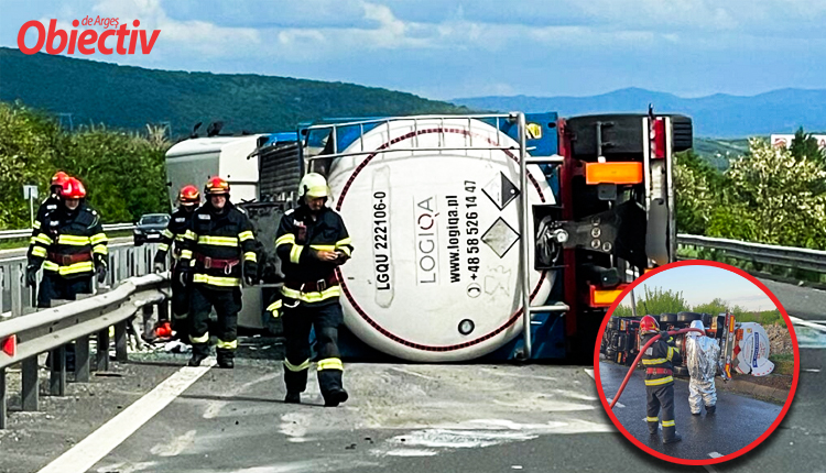 ACUM! PERICOL IMENS de EXPLOZIE pe DEALU NEGRU! Cisternă plină cu combustibil răsturnată! Trafic BLOCAT!