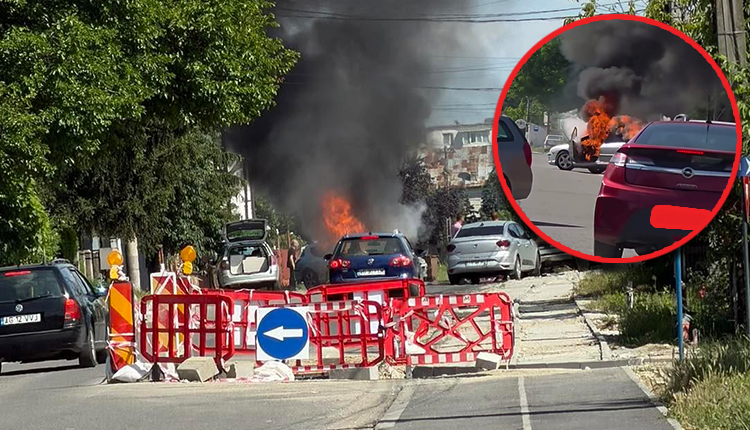 VIDEO. ACUM! MAȘINĂ în FLĂCĂRI în ȘTEFĂNEȘTI! ARDE ca o TORȚĂ!
