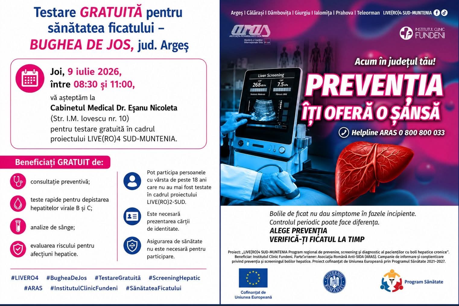 CAMPANIE de testare GRATUITĂ pentru sănătatea FICATULUI în Bughea de Jos -Află mai multe DETALII în primul comentariu