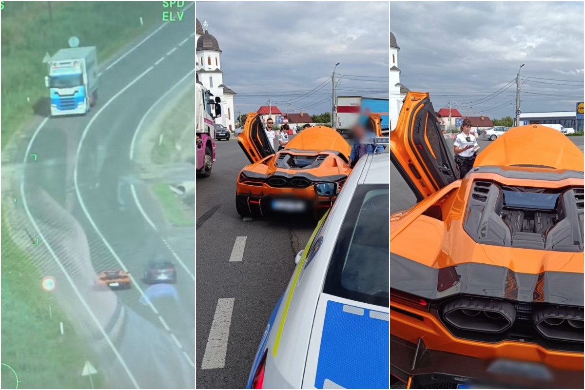 Vânat din cer! Ce a pățit un șofer de Lamborghini care a sfidat legea sub ochii elicopterului MAI!