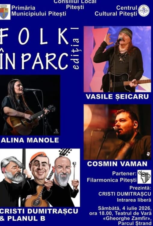 „PITEȘTIUL DEVINE CAPITALA FOLK-ULUI! Prima ediție „Folk în Parc” îi așteaptă în această seară pe iubitorii muzicii de suflet”