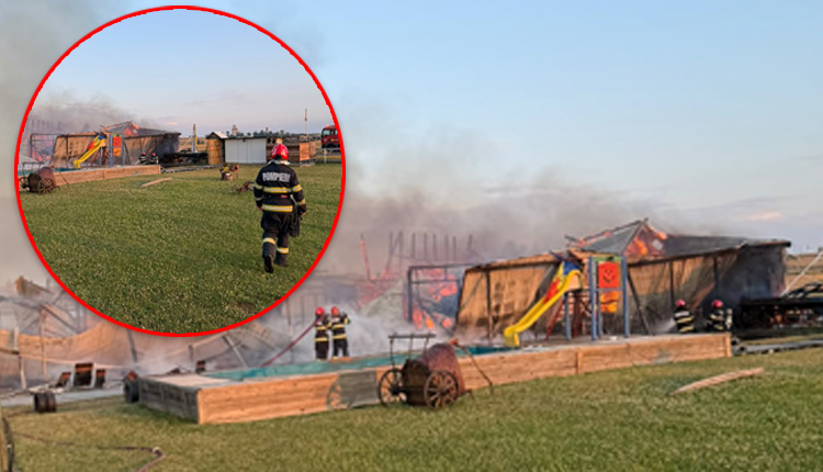 ACUM. INCENDIU puternic la Conașul Iacob din Albota. Pompierii intervin de urgență! ARDE violent!