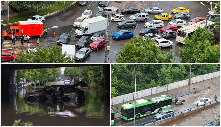VREMEA a făcut RAVAGII în Capitală! Bulevarde închise, metroul inundat și mașini înghițite de ape!