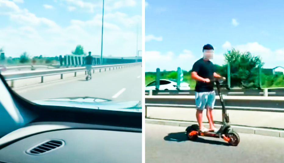 INCREDIBIL! Puștan prins cu TROTINETA pe AUTOSTRADĂ! IMAGINI de INFARCT!