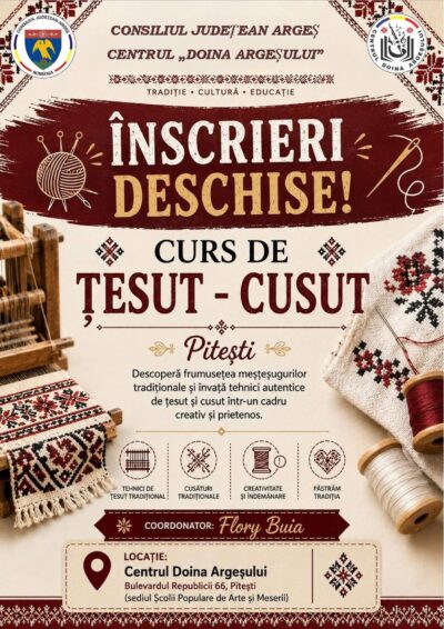 Meșteșugul bunicilor renaște la Pitești! Se fac înscrieri la cursul de Țesut-Cusut, deschis tuturor vârstelor!