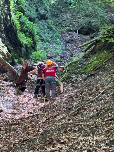 VIDEO! Turistele de la Cascada Vâlsan au fost coborate până la mașină