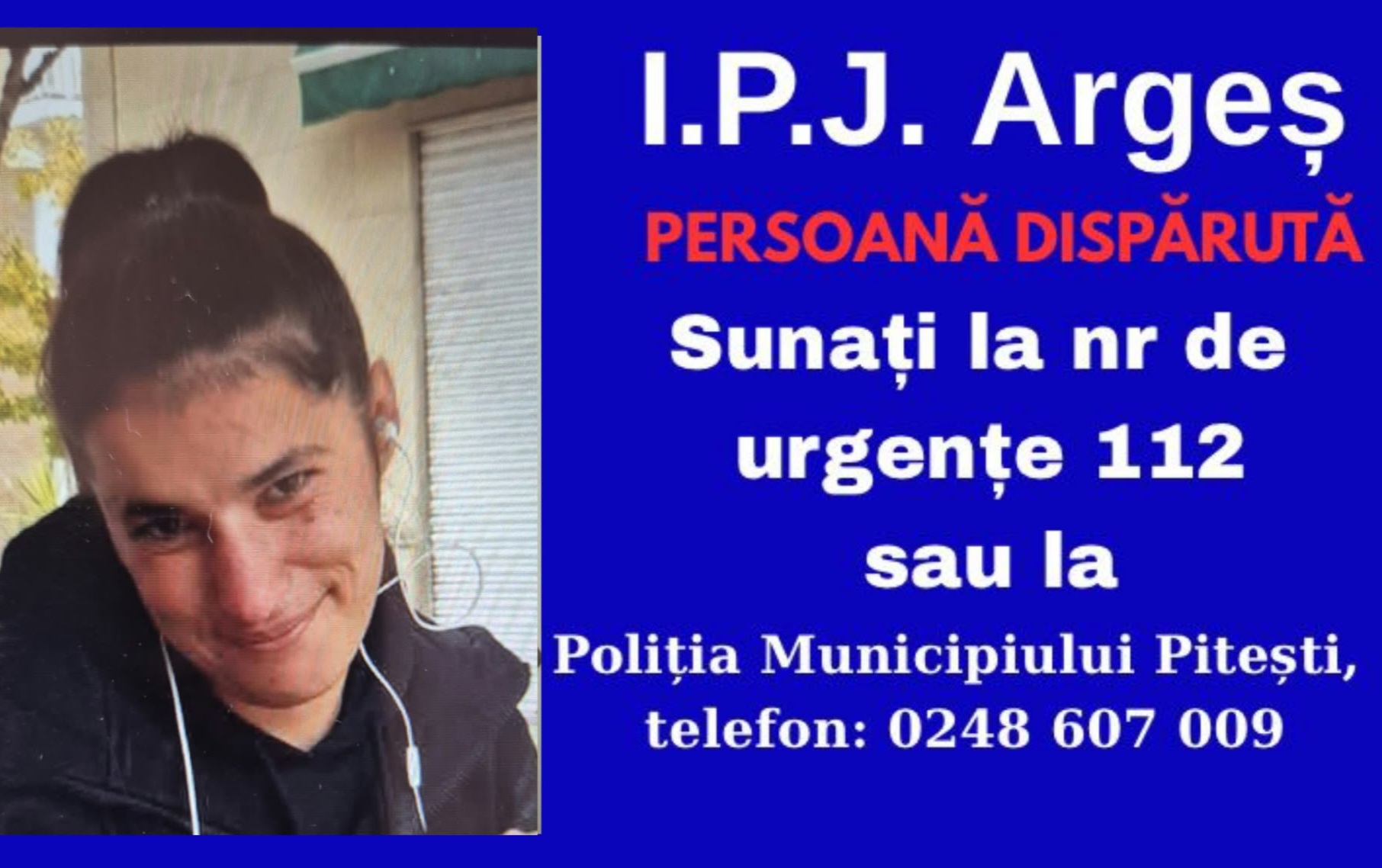ALERTĂ în Argeș! Femeie de 32 de ani din Albota, DISPĂRUTĂ! Poliția cere AJUTORUL populației!