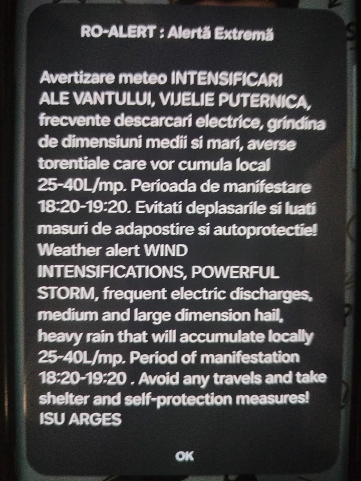 RO-Alert în Pitești și Argeș: vijelii și descărcări electrice! Vremea se dezlănțuie