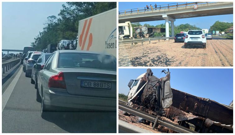 ATENȚIE! TRAFIC DEVIAT pe A1 PITEȘTI – BUCUREȘTI! Un TIR a făcut PRĂPĂD! Cozi de peste 14 kilometri!