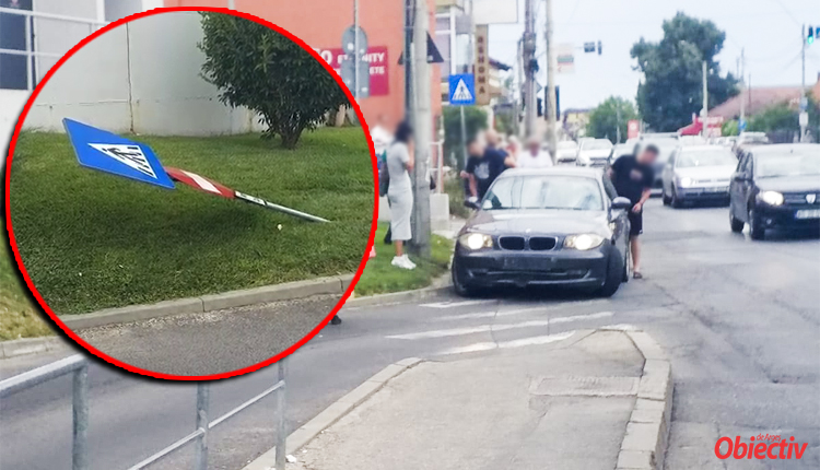 BREAKING! S-a înfipt cu BMW-ul în indicatorul rutier la intrarea în KAUFLAND NORD! Accident INCREDIBIL în PITEȘTI!