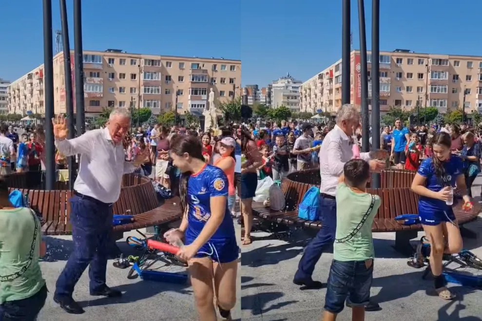 INEDIT! Primar „atacat” cu pistoale cu apă de zeci de copii! „Am plecat leoarcă!”