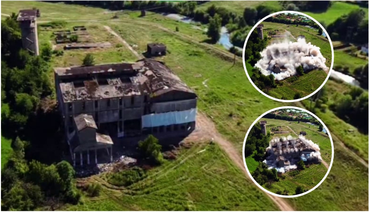 IMAGINI SPECTACULOASE! Sfârșitul unei ere la CÂMPULUNG Muscel. Fosta Uzină Electrică, simbol al începutului electrificării orașului, a fost DEMOLATĂ în câteva secunde!