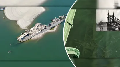 Nivelul scăzut al Dunării scoate la iveală istoria: o navă de război germană a fost descoperită în Serbia, iar ruinele podului Franz Joseph au reapărut în Ungaria