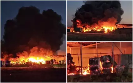 INCENDIU devastator la un depozit de ULEIURI și mase plastice! Fumul gros a declanșat RO-ALERT în trei localități!