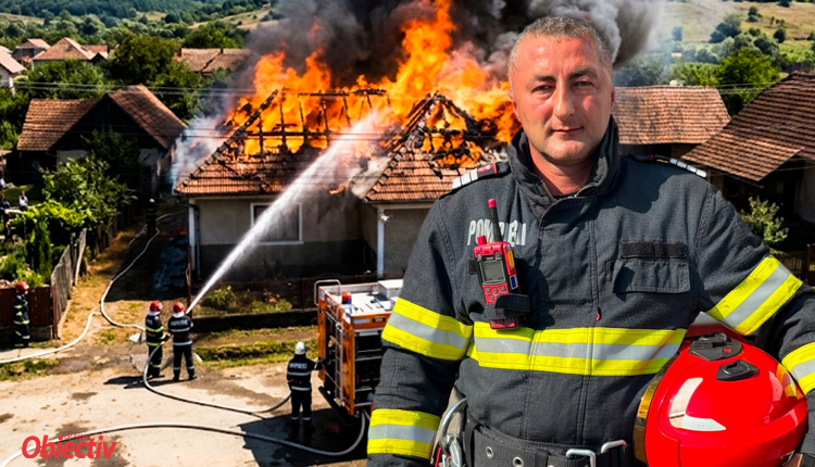 Fără ezitare, direct în mijlocul pericolului! Un pompier din Argeș a salvat o locuință în flăcări, deși era în timpul liber!