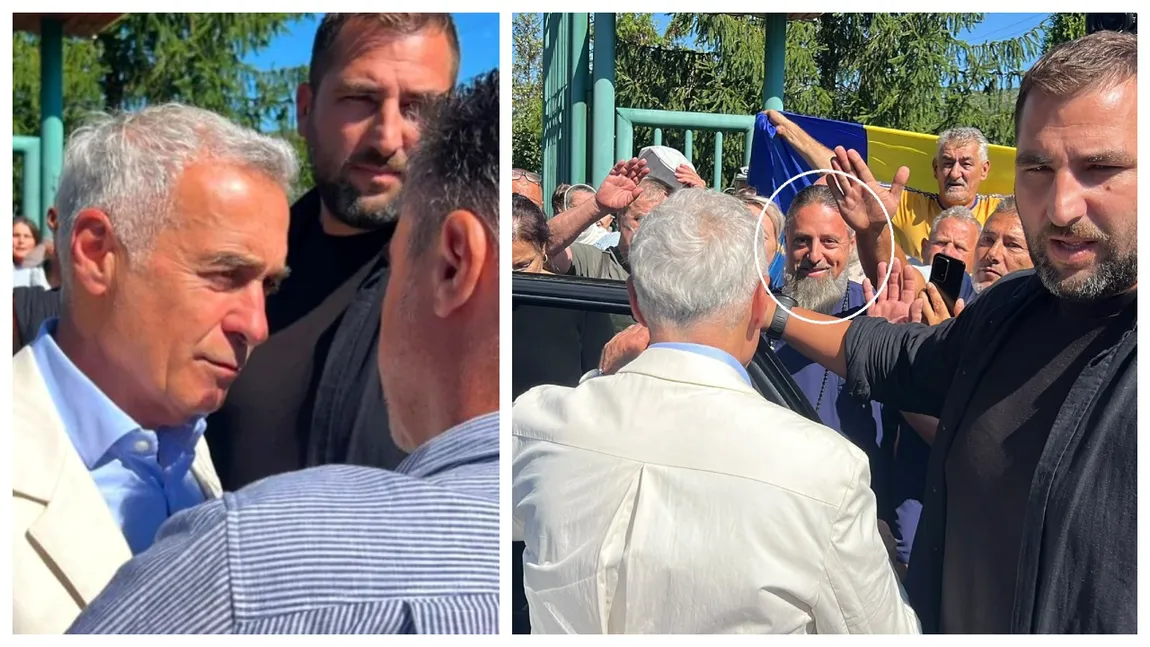 Popasul lui Călin Georgescu la Dobrovăț, între „domnu’ președinte”, cruci și suspiciuni de regie. Cine era bărbatul în straie preoțești?
