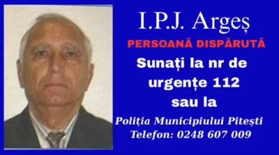 ALERTĂ ÎN PITEȘTI! Bărbat de 78 de ani, dispărut de acasă. Poliția îl caută și cere ajutorul populației