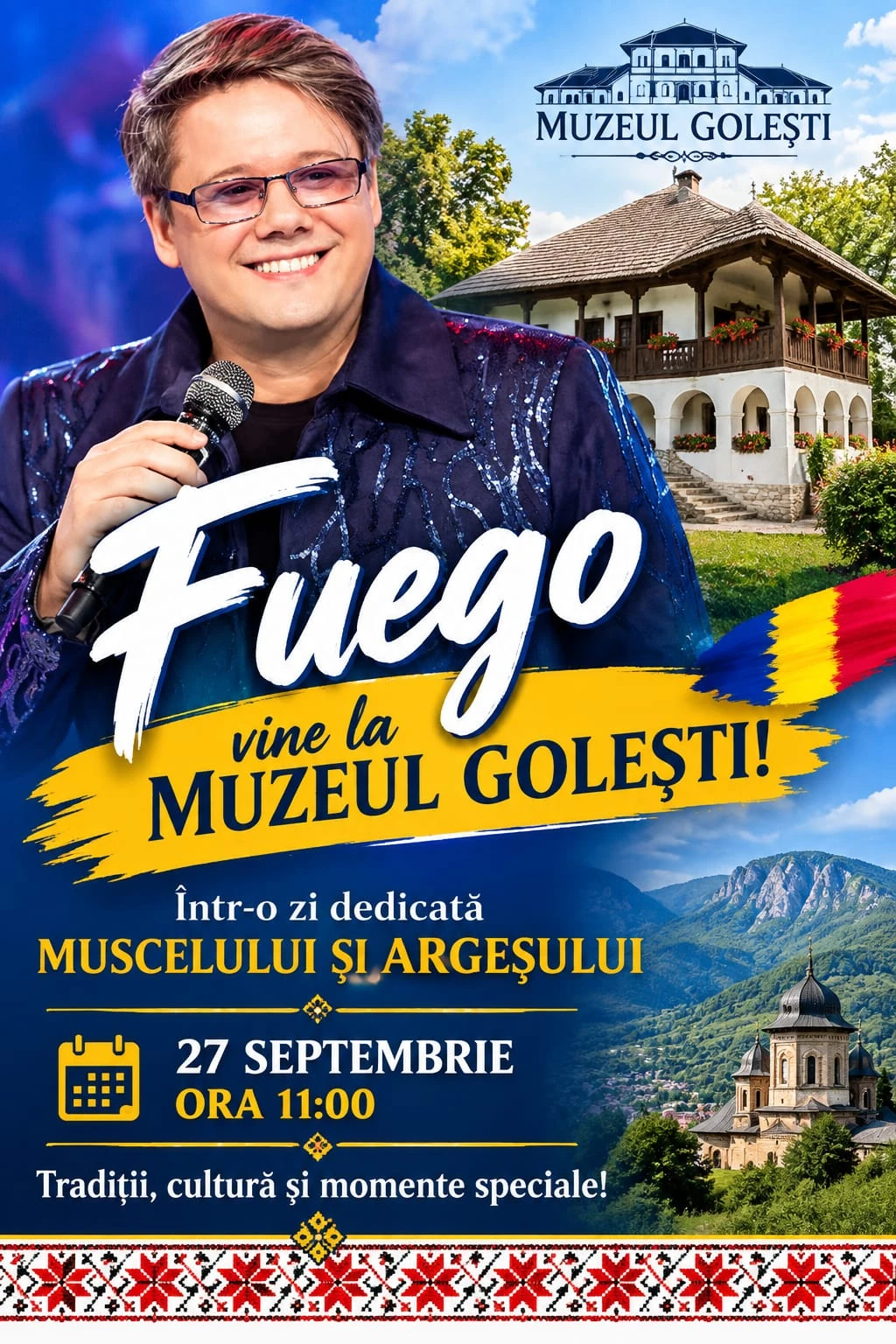 Sărbătoare la Muzeul Golești! Fuego, muzică, tradiții și mașini de epocă, într-o zi dedicată Argeșului și Muscelului