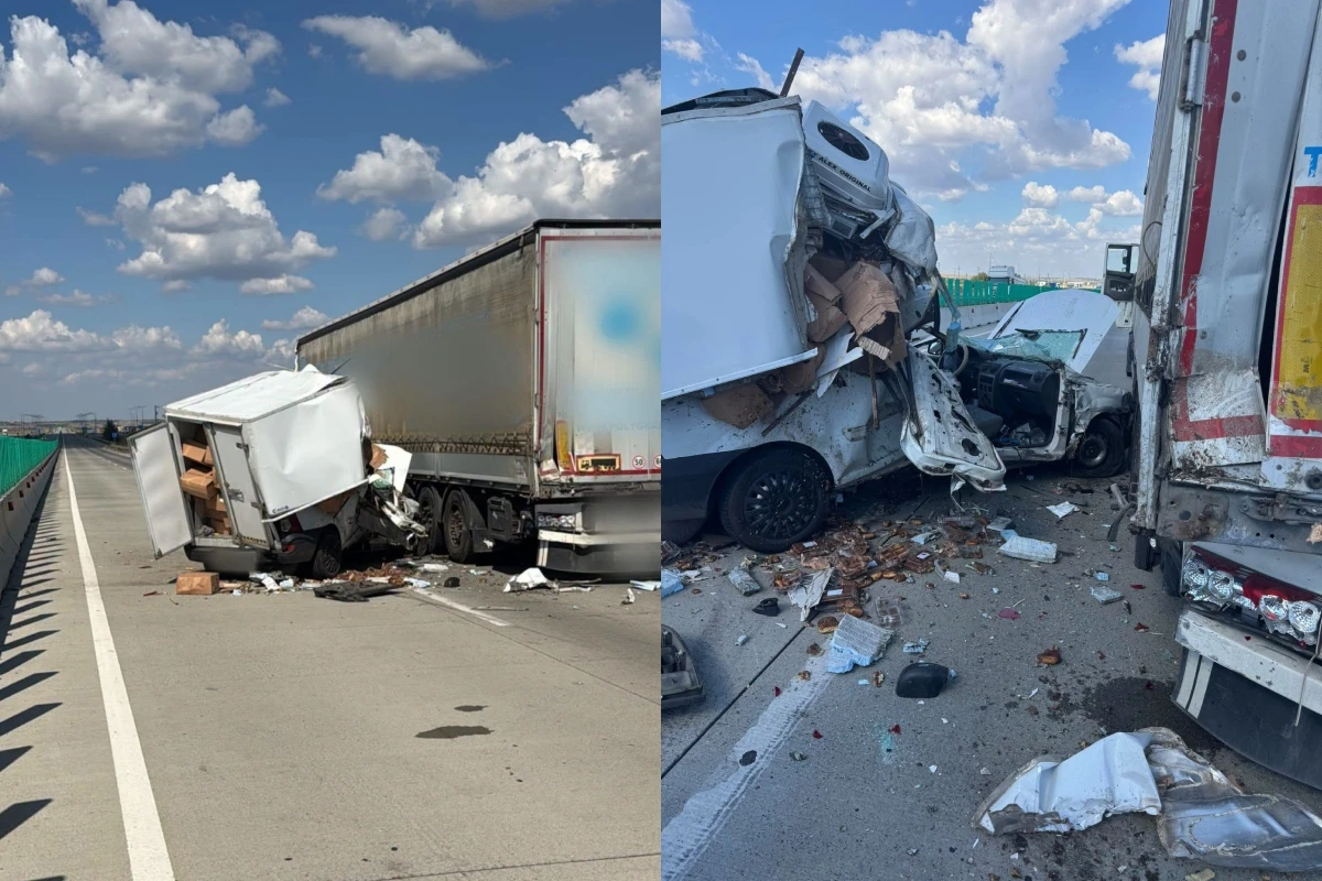 ACCIDENT GRAV! Bărbat ÎNCARCERAT! IMPACT DEVASTATOR între dubă cu prăjituri și un TIR!